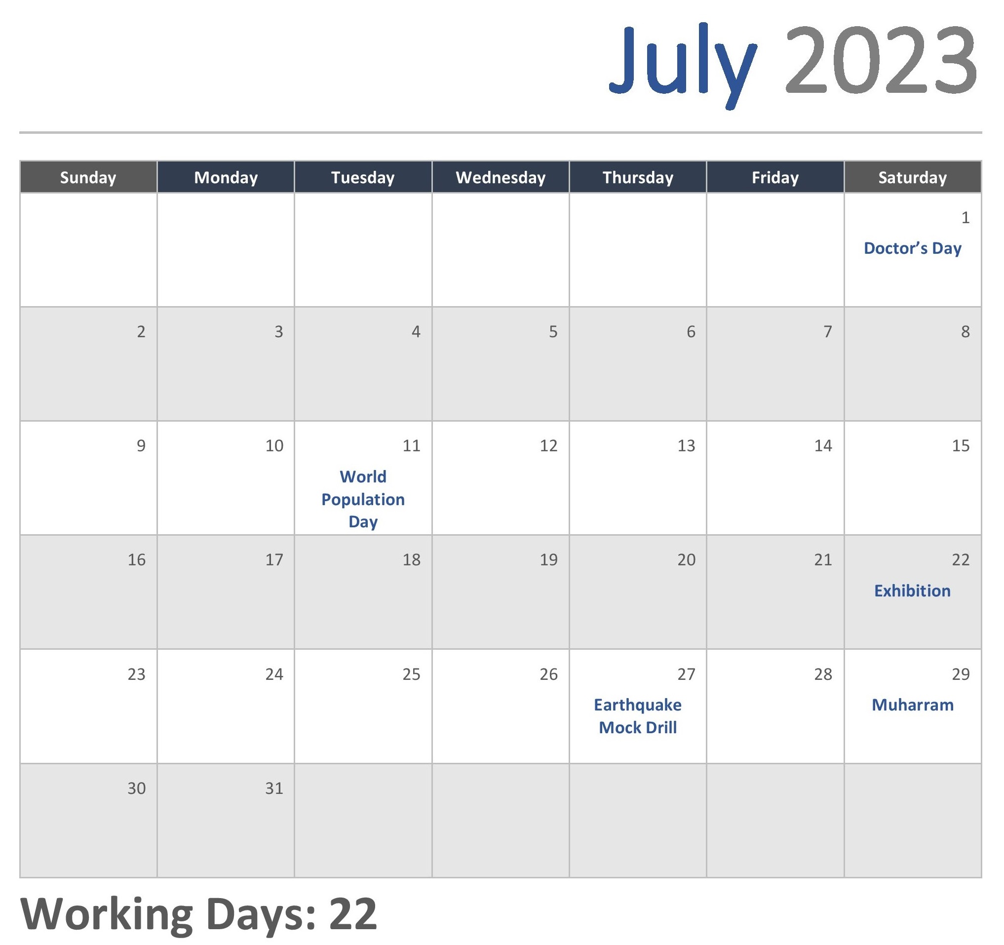 JKG Calendar